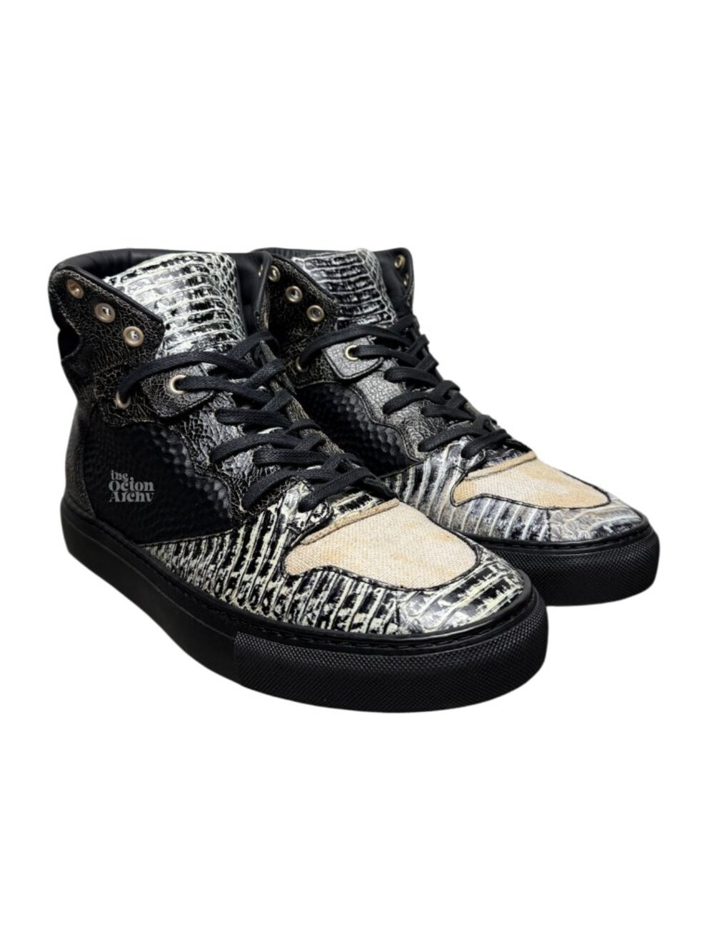 Vintage Balenciaga High Top Sneaker Black/Snakeskin Mismatched Sizes (40L & 41R) - Picture 1 of 14